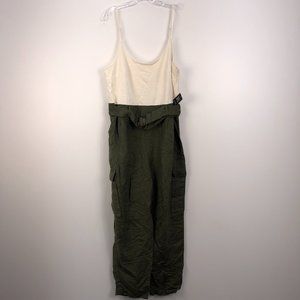 Express Cream and Green Jumpsuit